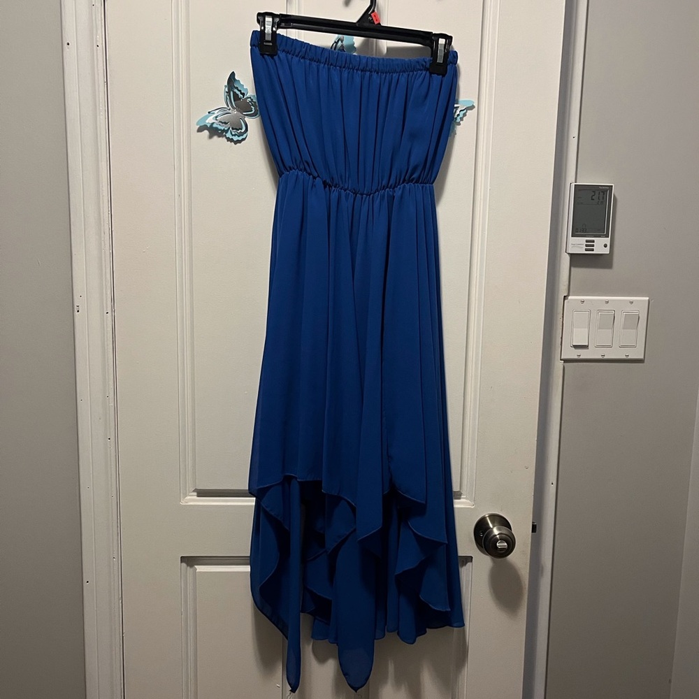 Elegant Blue Strapless Dress